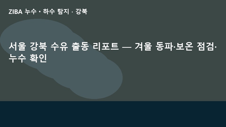 서울 강북 수유 출동 리포트 — 겨울 동파·보온 점검·누수 확인